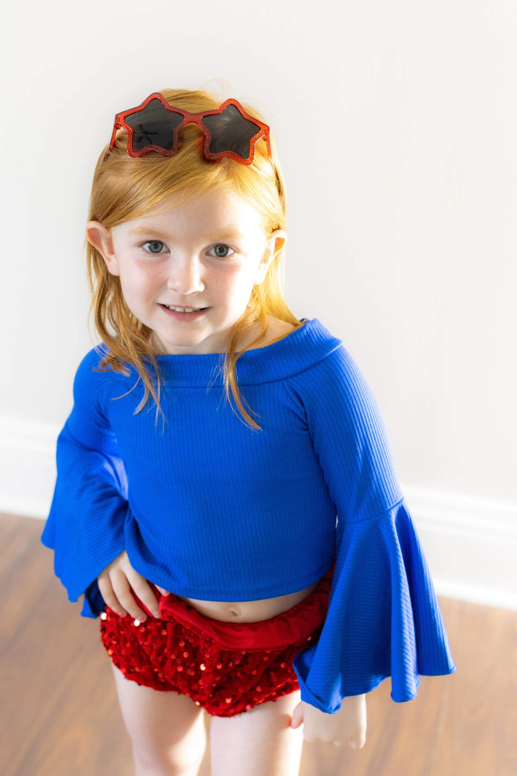 Royal Blue Bell Sleeve Top