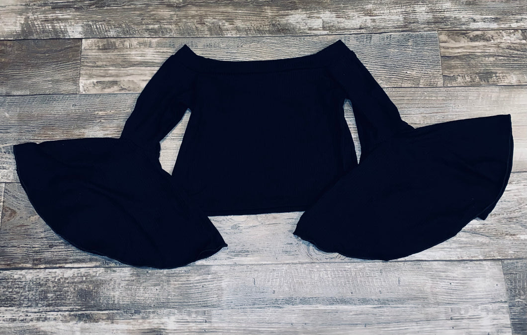 Black Bell Sleeve Top